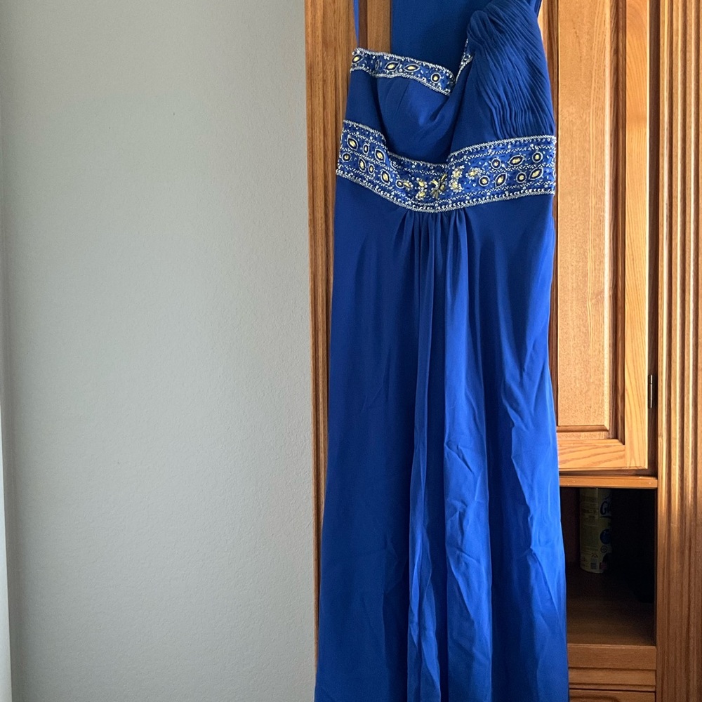 Elegant Blue Embellished Women's Dress
